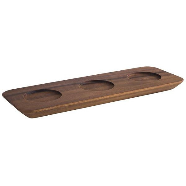 APS servirna deska -OZKA-, 31 x 11 cm, višina: 2 cm, akacijev les, s 3 petami Ø 6 cm, 00878