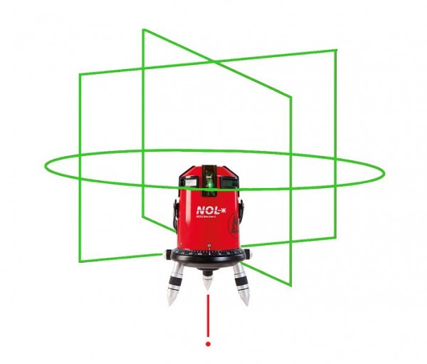 NESTLE Octoliner G z zelenim laserskim žarkom Linijski laser s 360° vodoravno črto, 4 navpične črte, navpična točka spodaj, IP54, 16114001