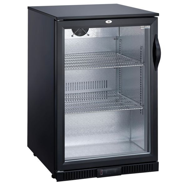 Barski hladilnik Cooldura s steklenimi vrati - 128 litrov, črn/srebrn, CBB1D