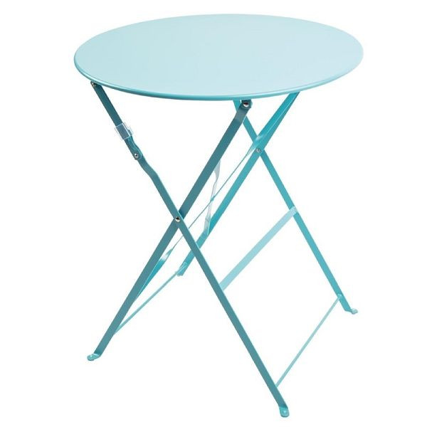 Bolero okrogla zložljiva dvoriščna miza jeklo azurno modra 60 cm, GK983