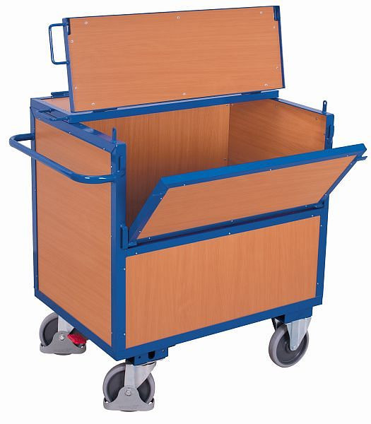 Leseni škatlasti voziček VARIOfit s trdno privarjenim pokrovom, zunanje mere: 1.330 x 830 x 1.150 mm (ŠxGxV), sw-800.407