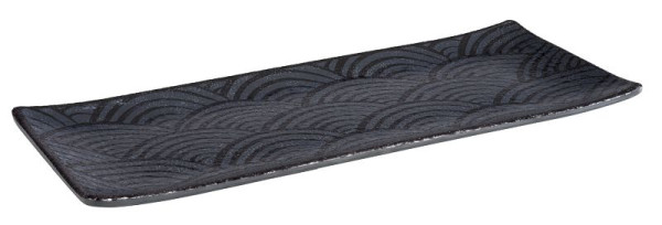 APS pladenj -DARK WAVE-, 29 x 12 cm, višina: 1,5 cm, melamin, znotraj: dekor, zunaj: črna, 84906