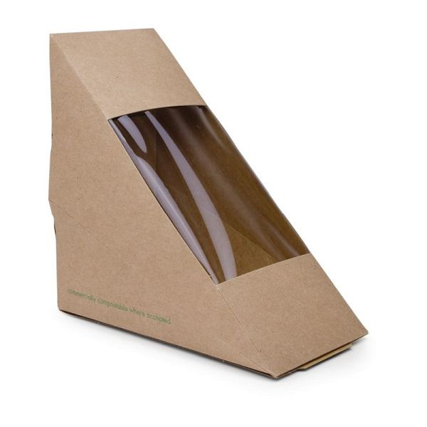 Vegware Kompostne kartonske škatle za sendvič vogale, paket 500, DW624