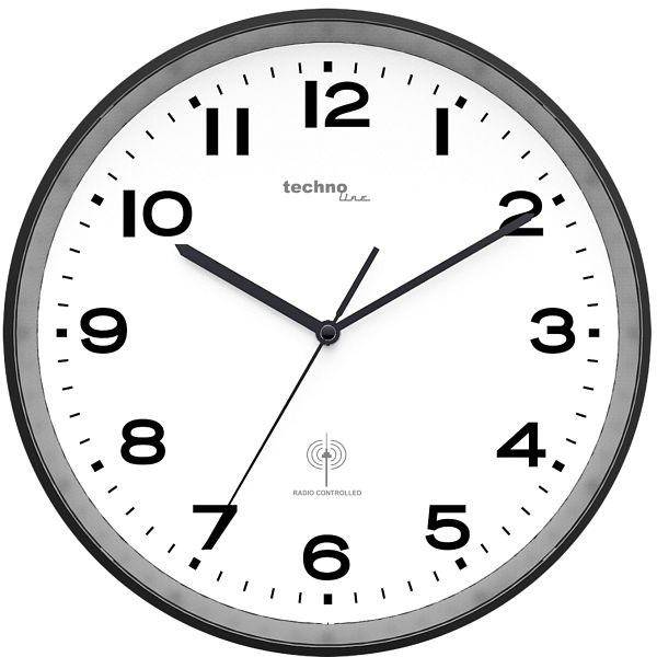 Stenska radijska ura Technoline črna, radijska ura iz plastike, mere: Ø 30 cm, DCF-77, WT 8500 črna