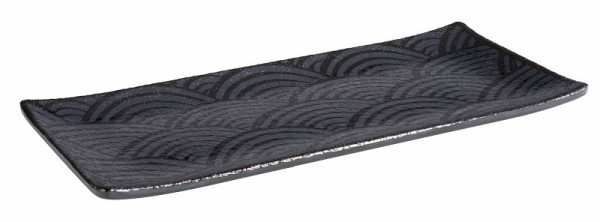 APS pladenj -DARK WAVE-, 23 x 10,5 cm, višina: 1,5 cm, melamin, znotraj: dekor, zunaj: črna, 84905