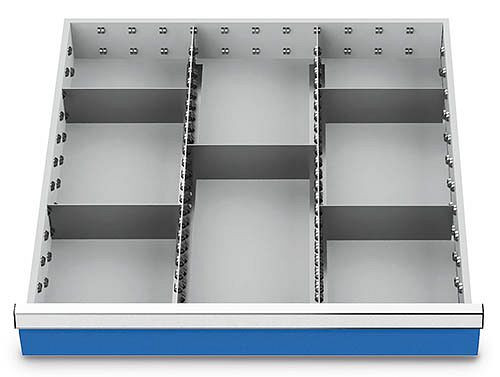 Bedrunka+Hirth predalni vložki T736 R 24-24, za višino panela 75 mm, 2 x MF 600 mm, 5 x TW 200 mm, 135BLH75