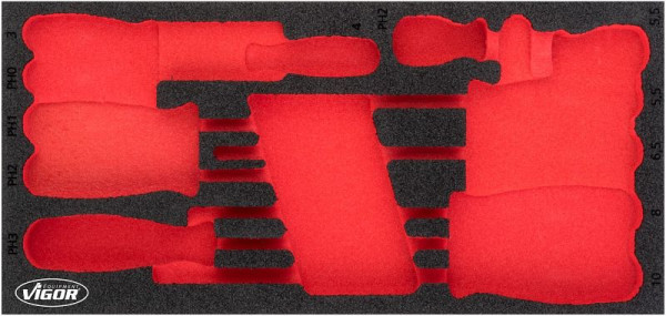 VIGOR 2-komponentni vložki iz mehke pene, mere vložkov / velikost predala: S (188 x 393 x 35 mm), uporaba: V4989, V4989-L