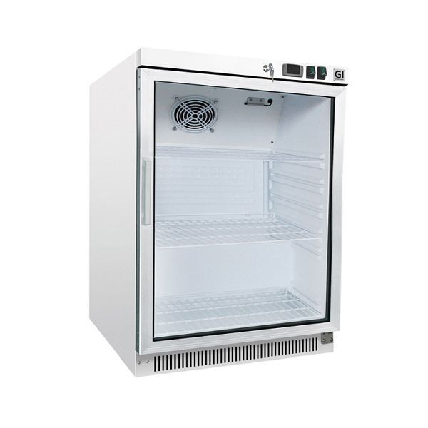 Bel jeklen gastro-inox hladilnik s steklenimi vrati 200 litrov statično hlajen, neto prostornina 200 litrov, 204.002