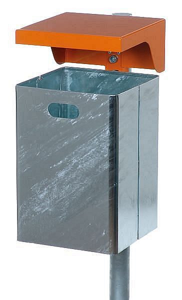 Pravokotni koš za smeti Renner 40 L (brez pepelnika), za pritrditev na steno in steber, pocinkan, prevlečen s stojalom in pokrovom, železna sljuda, 7049-00PB DB703