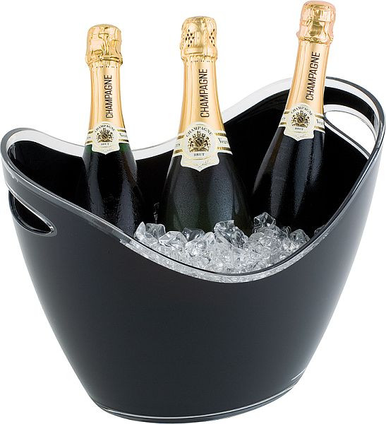 Hladilnik za vino / šampanjec APS, 35 x 27 cm, višina: 25,5 cm, MS, črn, 6 l, z 2 stranskima odprtinama, primeren za več steklenic, 36054