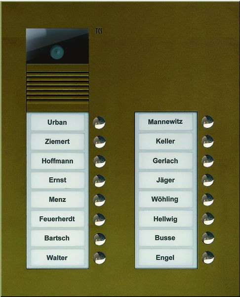 TCS video zunanja postaja serije AVU s 16 gumbi za zvonec (desno poravnano), 2 stolpca, GOR bronasta, AVU15160-0012
