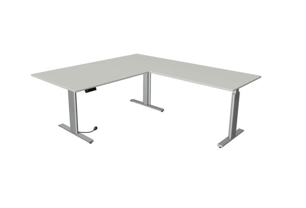 Kerkmann sedeča/stoječa miza Move 3 srebrna Š 2000 x G 1000 mm z dodatkom 1200 x 800 mm, svetlo siva, 10235611