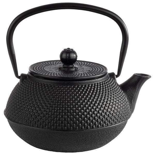 APS čajnik -ASIA-, 17 x 14 x 17 cm, lito železo, notranjost emajlirana, 0,8 l, črna, s snemljivim pokrovom, vključno s cedilom za čaj, iz nerjavečega jekla, 10995