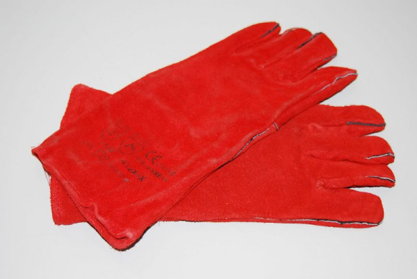 Rokavice za peskanje ELMAG, rdeče usnje, 5 prstov, robustne in prožne, 21565