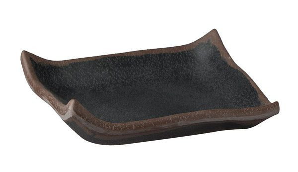 APS pladenj -MARONE-, 14,5 x 14,5 cm, višina: 2 cm, melamin, črn, z rjavim robom, 84103