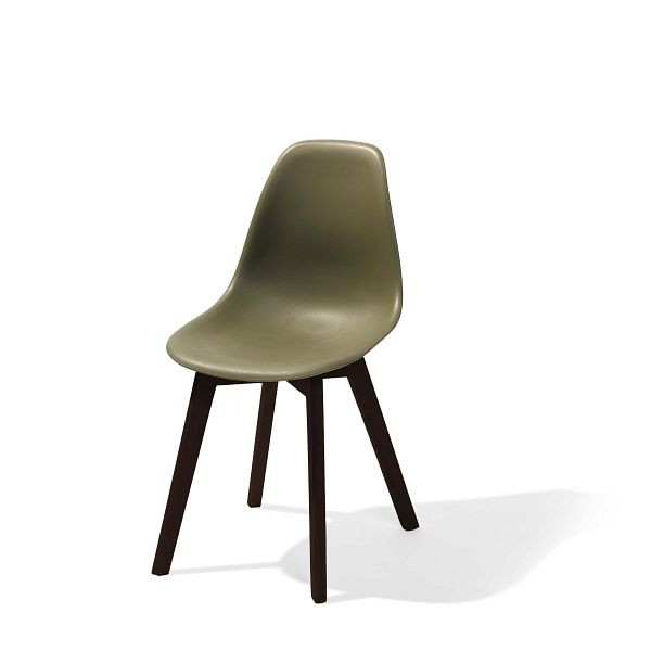VEBA Keeve zložljivi stol zelen brez naslonjal za roke, okvir iz temnega brezovega lesa in plastični sedež, 47 x 53 x 83 cm (ŠxGxV), 505FD01SDG