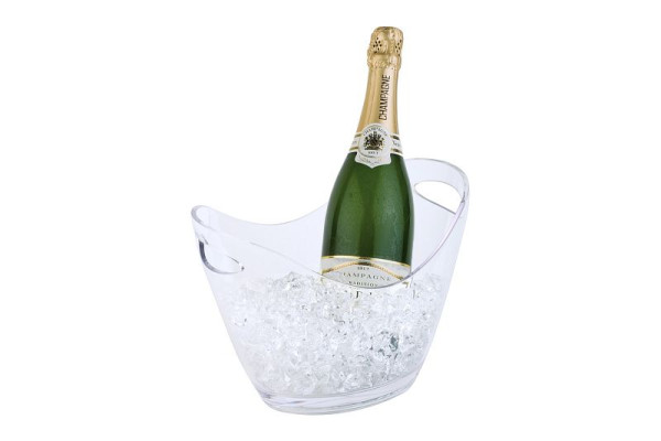 Hladilnik za vino/šampanjec APS, 27 x 20 cm, višina: 21 cm, MS, kristalno čist, 3 litre, z 2 stranskima odprtinama, za eno steklenico, 36052