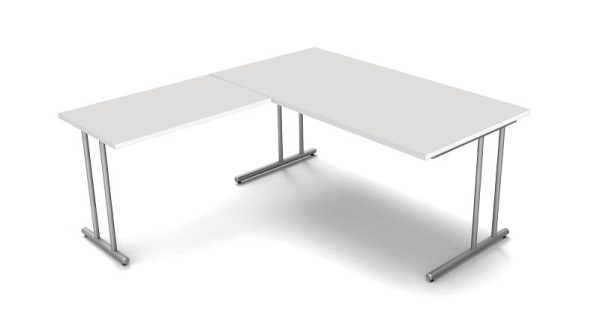 Pisalna miza Kerkmann W 1600 mm s podaljškom 1000 x 600 mm, svetlo siva, 11467311