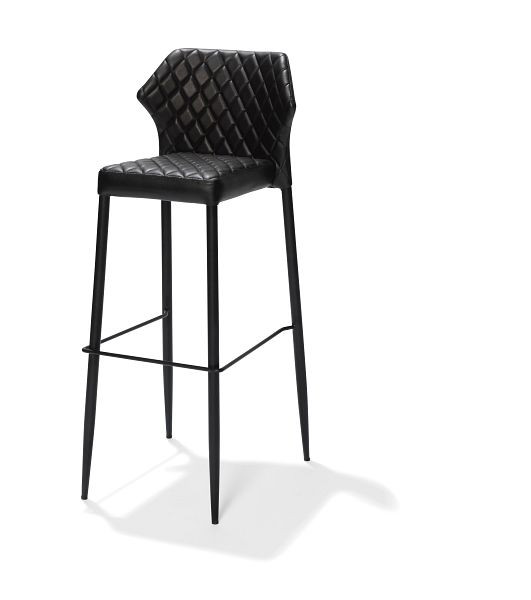 Barski stol VEBA Louis črn, oblazinjen v umetno usnje, negorljiv, 50x47x105 cm (ŠxGxV), 52103