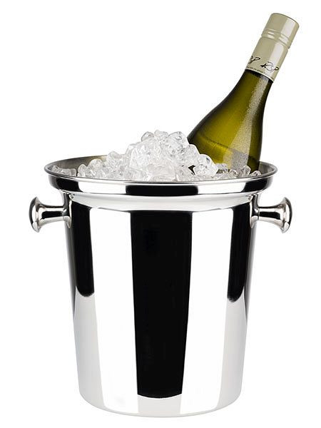Hladilnik za vino / šampanjec APS, Ø 21,5 cm, višina: 22 cm, polirano nerjaveče jeklo, mat notranjost, s trdnimi gumbi, stabilen, zavihan rob, 36028