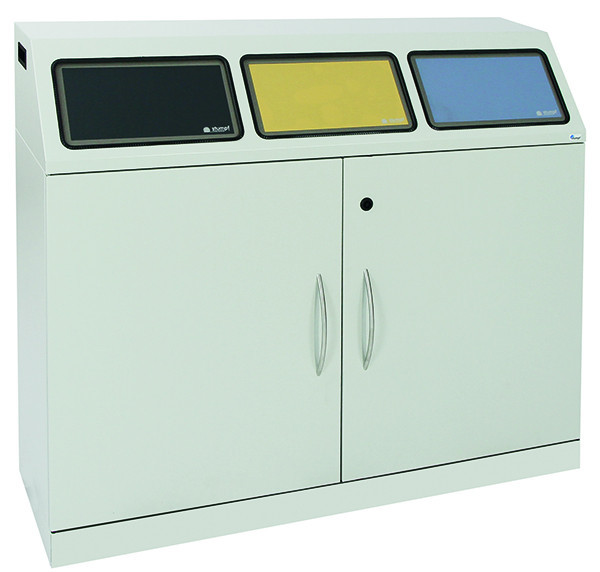 tupo ločevanje odpadkov Flex-M-3-kratna zbiralna postaja z notranjimi posodami, ProPads v modri, rumeni in antracitni barvi, 660-075-4-2-735
