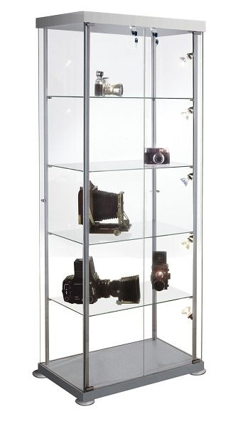 Kerkmann pravokotna vitrina expoline, Š 850 x G 425 x V 1800 mm, prozorna/aluminij srebrna, 40376182