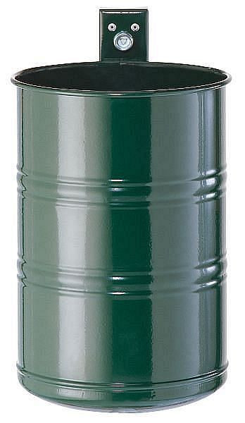 Koš za smeti Renner približno 35 L, neperforiran, za montažo na steno in steber, vroče cinkan in prašno lakiran, mah zelena, 7004-01PB 6005
