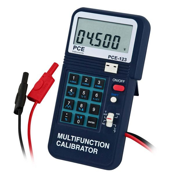Procesni kalibrator PCE Instruments, temperaturni senzorji K, J, E, T (°C in °F), frekvenčno območje 1 - 62500 Hz, PCE-123