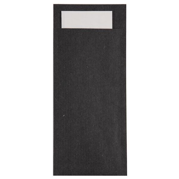 Črna vrečka za jedilni pribor Europochette z belim prtičkom (Škatla 500) (500 kosov), CK236