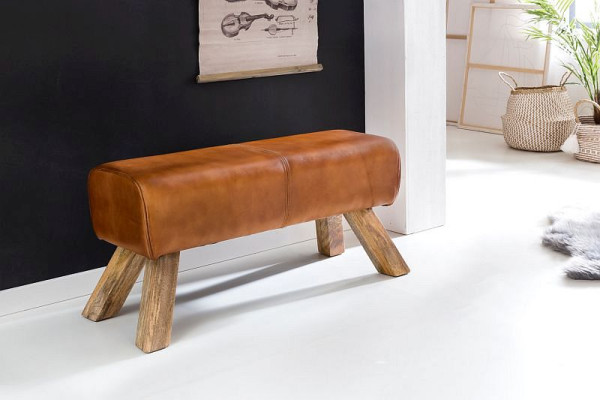 Wohnling Design Stol Wood 90x30x43 cm Usnje Modern Springbok, WL5.105