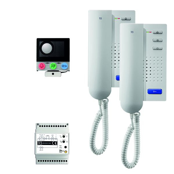 TCS sistem za nadzor vrat audio:paketna instalacija za 2 stanovanjski enoti, z vgrajenim zvočnikom ASI12000, 2x domofonom ISH3130 in krmilno napravo BVS20, PAIH020/002