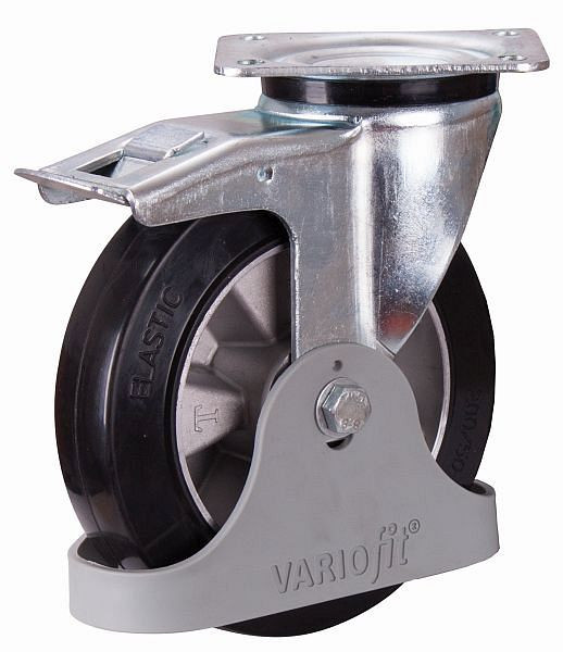Zavorni valj VARIOfit, elastična polna guma, 125 x 40 mm, črn, na platišču iz litega aluminija, dpg-125.007