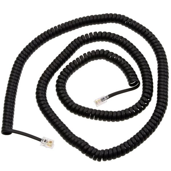Spiralni kabel za slušalko Helos, ekstra dolg, črn, ohlapen, 14030
