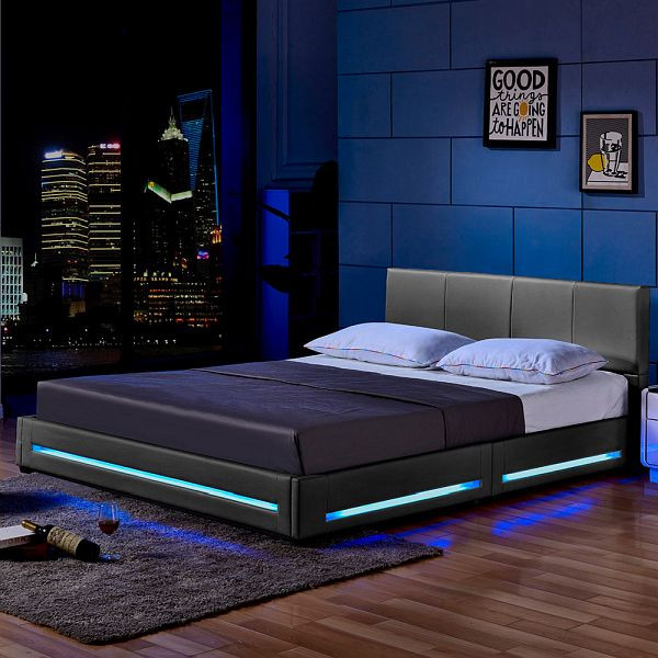 HOME DELUXE LED postelja ASTEROID temno siva - 180 x 200 cm, 20600