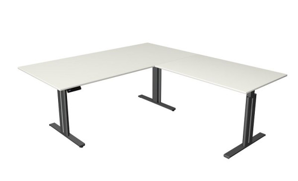Kerkmann sedežna/stoječa miza Š 2000 x G 800 mm, z nadgradnim elementom 1200 x 800 mm, električno nastavljiva višina od 720-1200 mm, s spominsko funkcijo, bela, 10325110