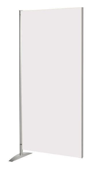 Zaslon za zasebnost Kerkmann Metropol, lesen element, bel, Š 800 x G 450 x V 1750 mm, aluminij srebrno/bel, 45696410
