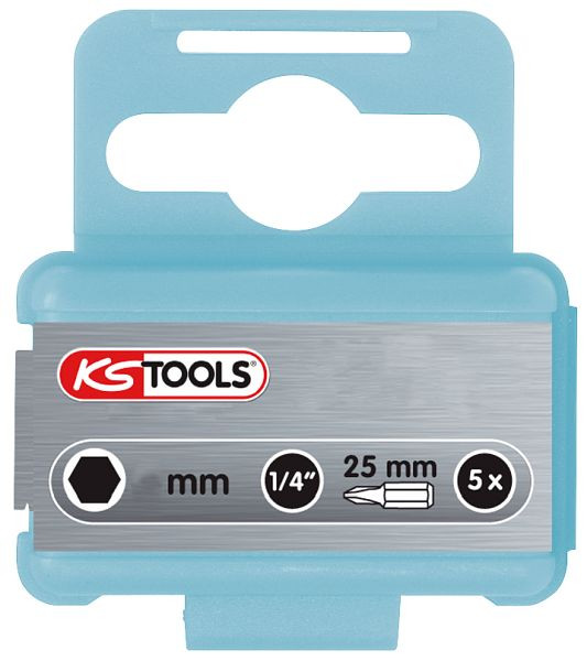 KS Tools 1/4" nasadni šestrobi nastavek iz nerjavečega jekla, 25 mm, 4 mm, paket 5 kosov, 910.2258
