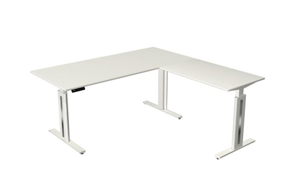 Kerkmann Move 3 sveža sedeča/stoječa miza, Š 1800 x G 800 mm, z nadgradnim elementom 1000 x 600 mm, električno nastavljiva višina od 720-1200 mm, bela, 10186010
