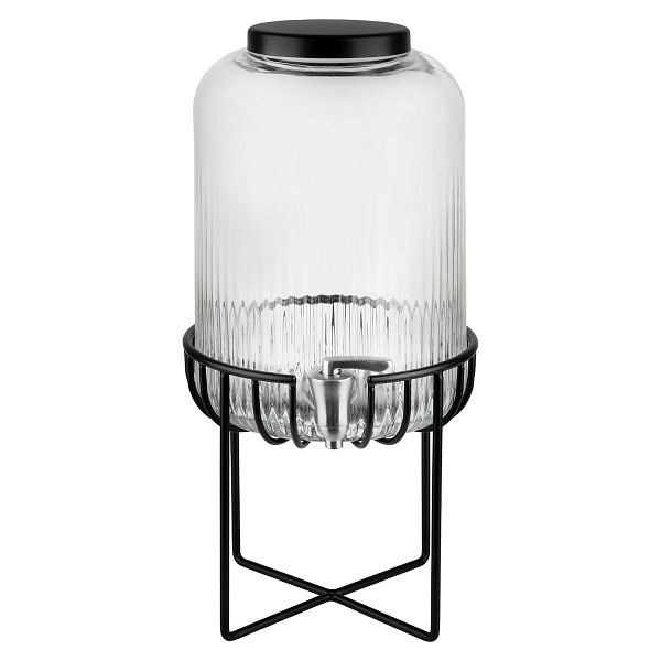 APS točilnik pijač -URBAN-, Ø 22 x 45 cm, steklena posoda, pipa iz nerjavečega jekla, kovinsko ogrodje, silikonska protizdrsna podloga, 7 litrov, 10451