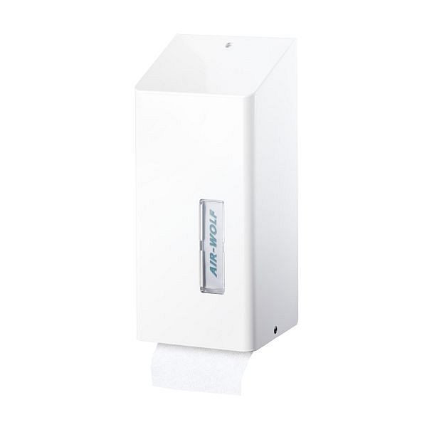 Podajalnik toaletnega papirja Air Wolf za posamezne liste, serija Omega, V x Š x G: 300 x 143 x 116 mm, belo nerjaveče jeklo, 29-430