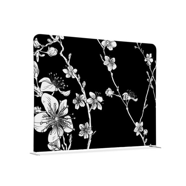 Showdown Displays Textile Room Divider 200-150 Double Abstract Japanese Cherry Blossom Black, ZWS200-150SSK-DSI7