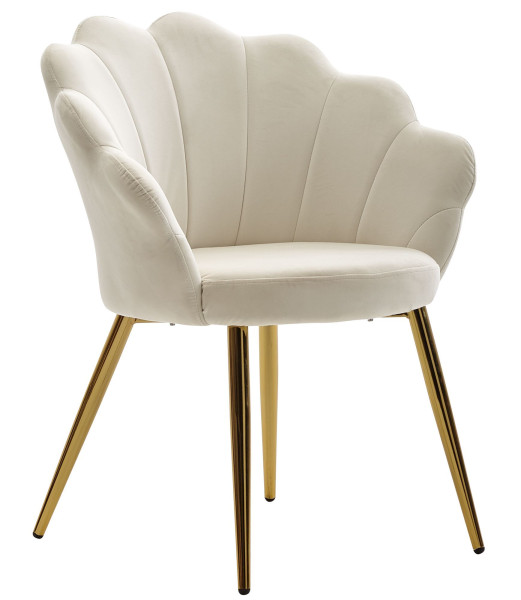 Wohnling jedilni stol tulipan žametno bel oblazinjen, kuhinjski stol z zlatimi nogami, školjkasti stol skandinavski dizajn, WL6.438