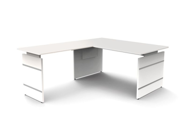 Po višini nastavljiva stranska miza Kerkmann Š 1600 x G 800 x V 680-760 mm, oblika 4, barva: bela, 11464510