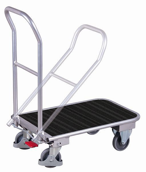 Zložljiv voziček iz aluminija VARIOfit z gumijasto podlogo z žlebovi, zunanje mere: 815 x 450 x 950 mm (ŠxGxV), ap-450.810