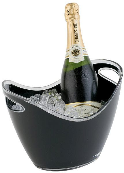 Hladilnik za vino / šampanjec APS, 27 x 20 cm, višina: 21 cm, MS, črn, 3 litre, z 2 stranskima odprtinama, za eno steklenico, 36053