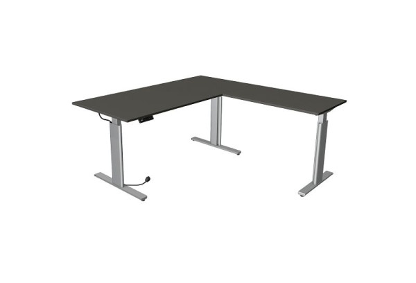 Kerkmann sedeča/stoječa miza Move 3 srebrna Š 2000 x G 1000 mm z nadgradnim elementom 1000 x 600 mm, antracitna, 10234413