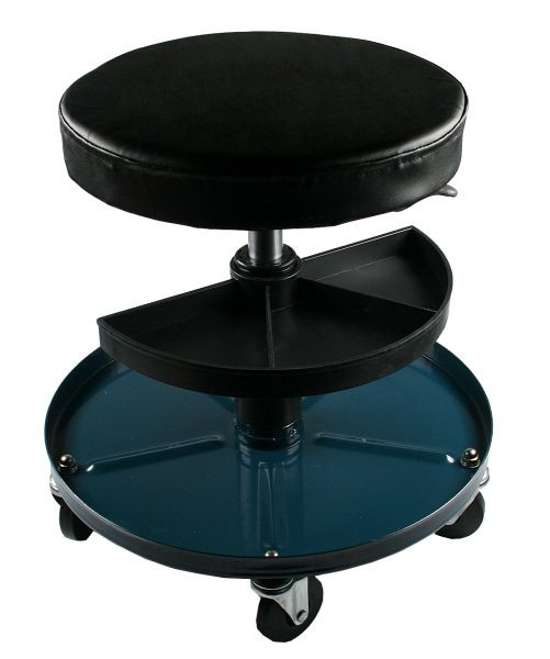 Busching montažni valjčni stol s plinsko vzmetjo in polico, nastavitev višine sedeža 380mm-510mm max. 150 kg, 100281