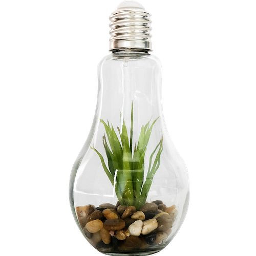 Steklena okrasna svetilka Technoline s kamni in rastlinami, 775783