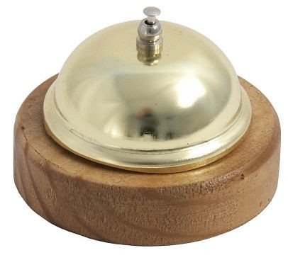 Contacto sprejemni zvonec na medeninastem lesenem podstavku, 1048/002