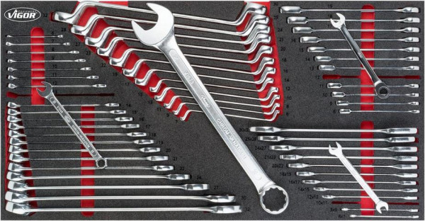 Kombinirani ključ VIGOR, komplet dvoobročnih ključev za serijo XL, 6 - 36, 6 x 7 - 30 x 32, število orodij: 58, V6650